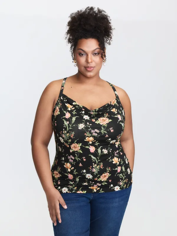 Cowl Neck Floral Print Rayon Tank Top sold by Bloomchic