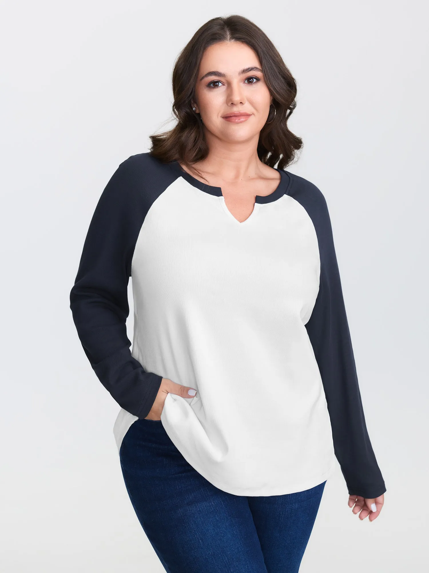 Pure Cotton Ribbed Color Contrast T-Shirt sold by Bloomchic product image thumbnail 2