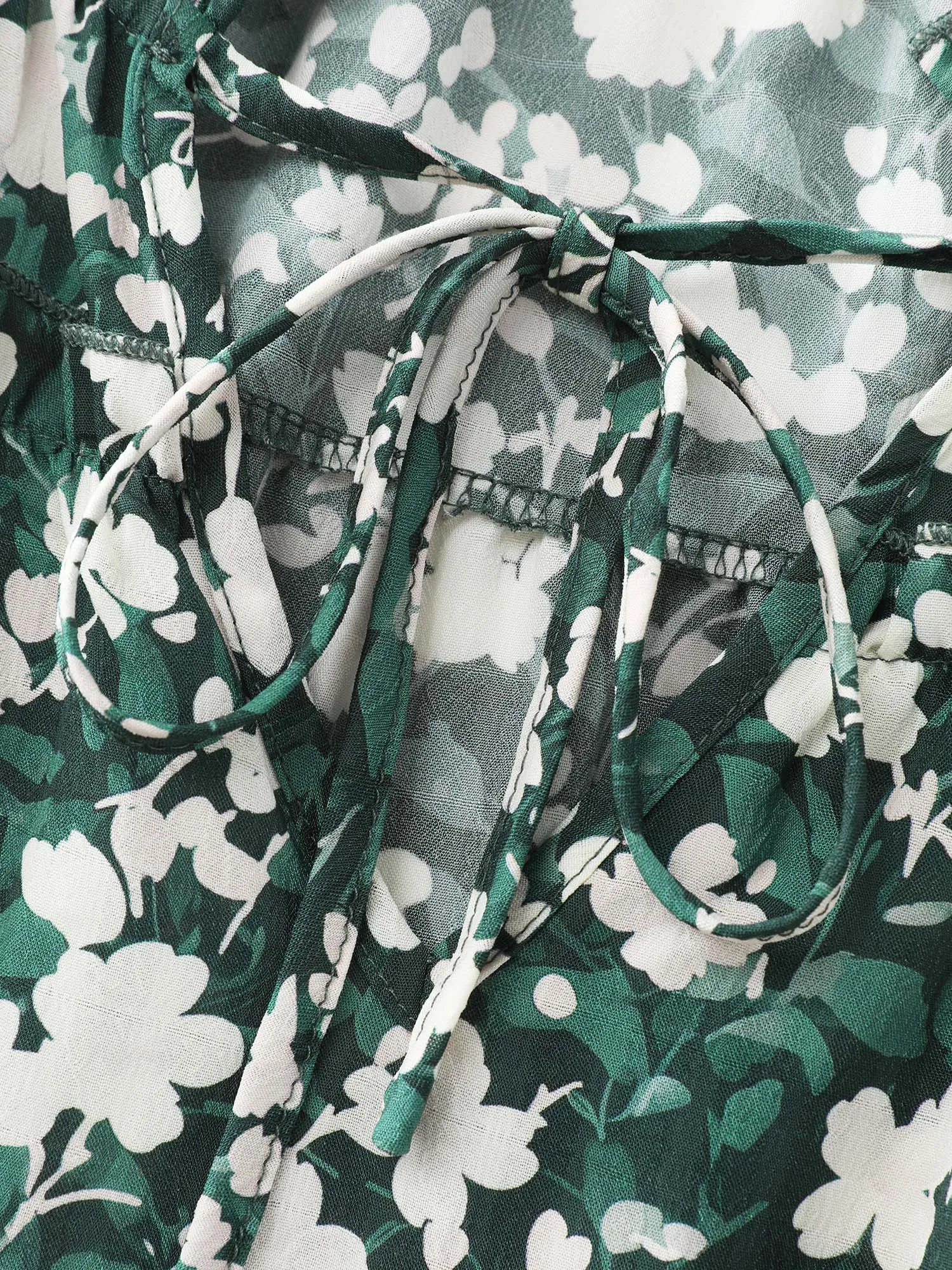 Floral Shirred Sleeve Drawstring Neckline Blouse sold by Bloomchic product image thumbnail 5