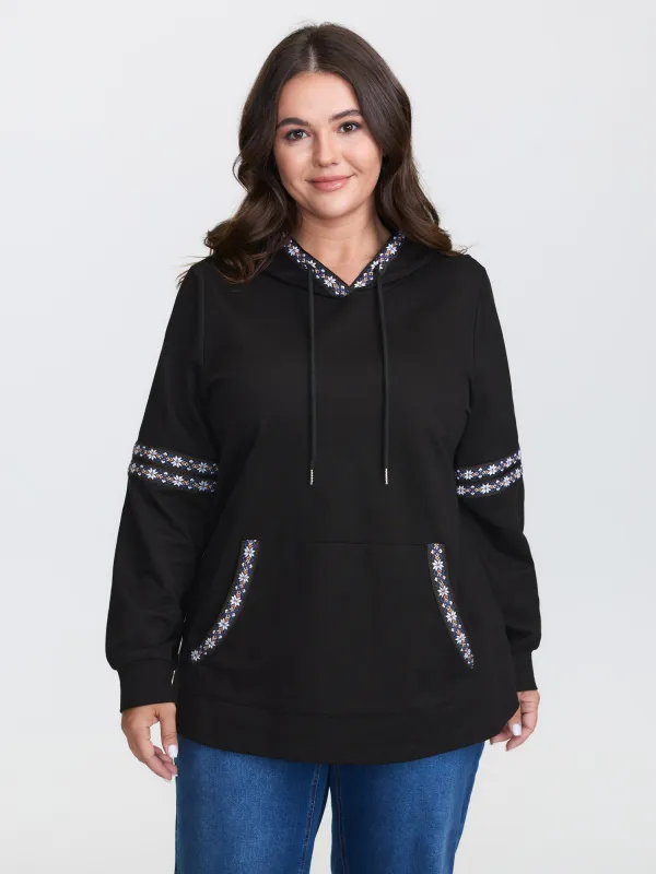 Pure Cotton Stretchy Boho Detail Hoodie sold by Bloomchic