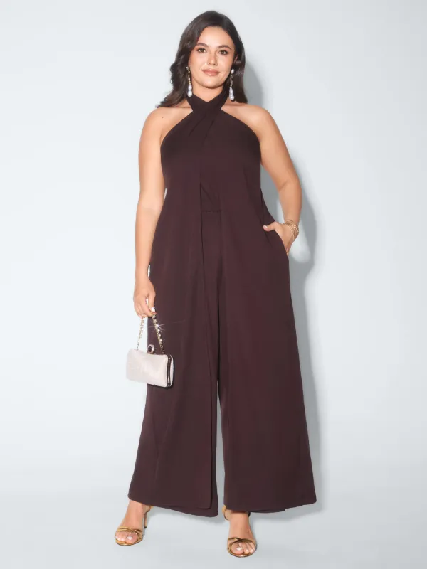 Shirred Back Halter Neckline Jumpsuit sold by Bloomchic