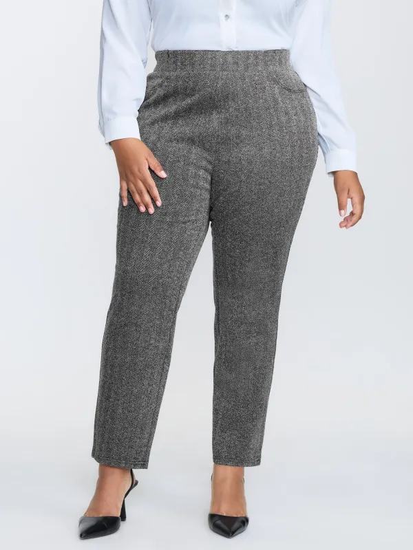 Stretchy Herringbone Pull-On Pants made by Bloomchic