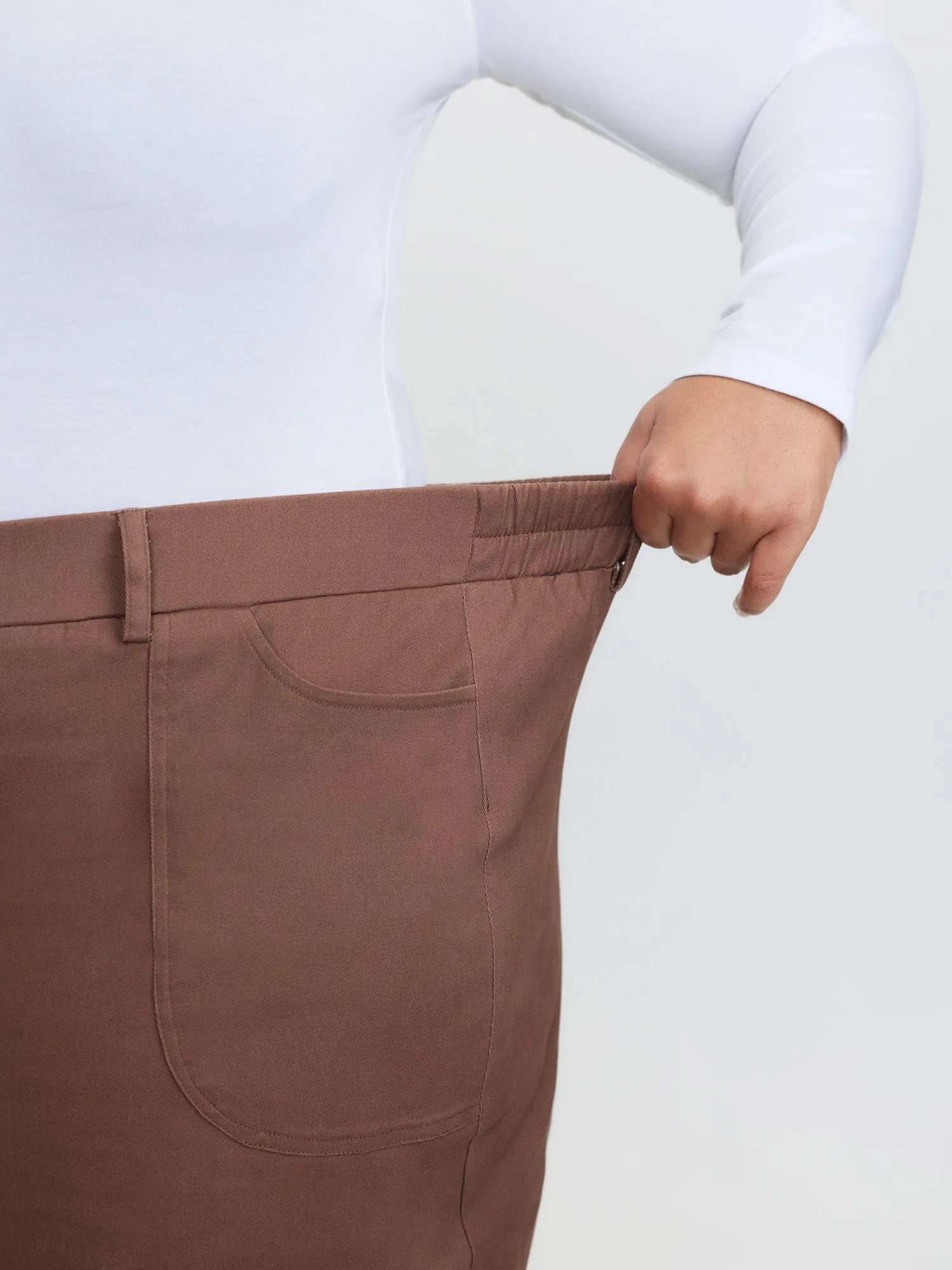 Stretchy Back Waist Cuffed Pocket Pants sold by Bloomchic product image thumbnail 4