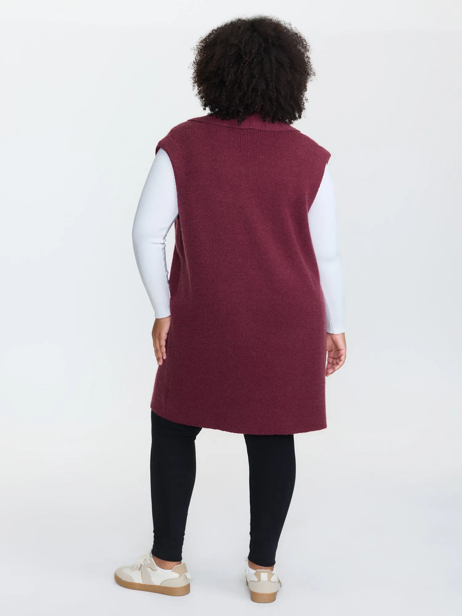 Folded Collar Open-Front Knit Cardigan sold by Bloomchic product image thumbnail 4