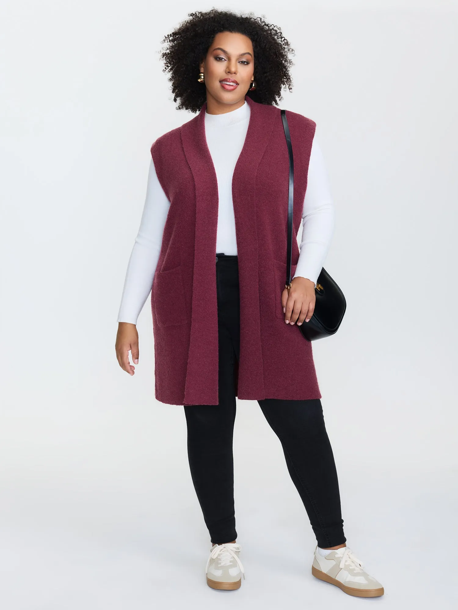 Folded Collar Open-Front Knit Cardigan sold by Bloomchic product image thumbnail 3