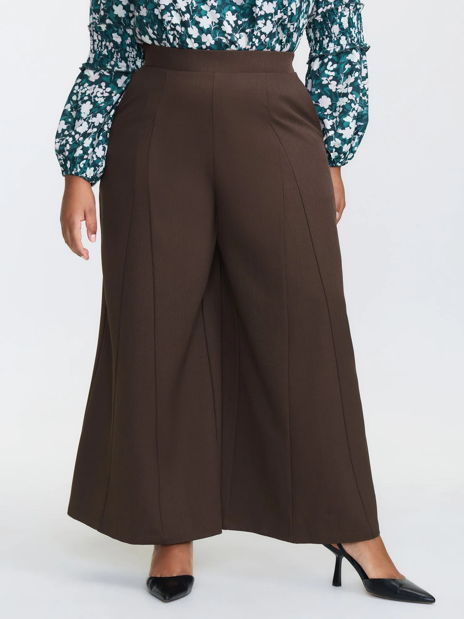 Side Seam Pockets Stretchy Waist Wide-Leg Pants sold by Bloomchic