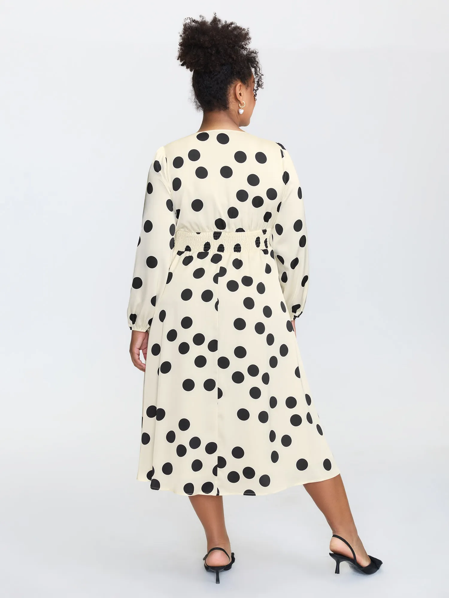 Retro Polka Dots Triangular Waist-Cinched Midi Dress sold by Bloomchic product image thumbnail 5