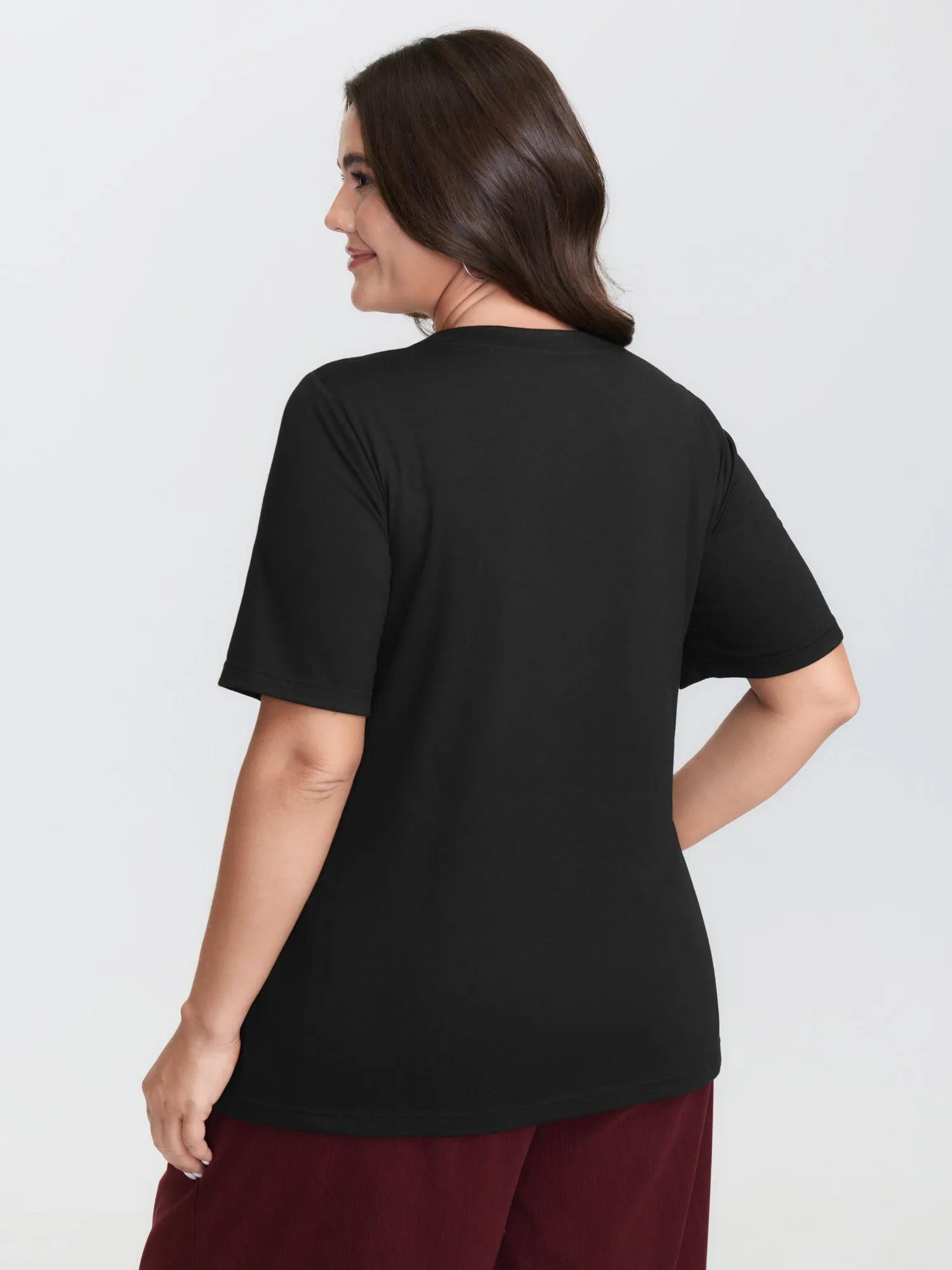 Floral Cut-Out Motif Plain T-Shirt sold by Bloomchic product image thumbnail 5