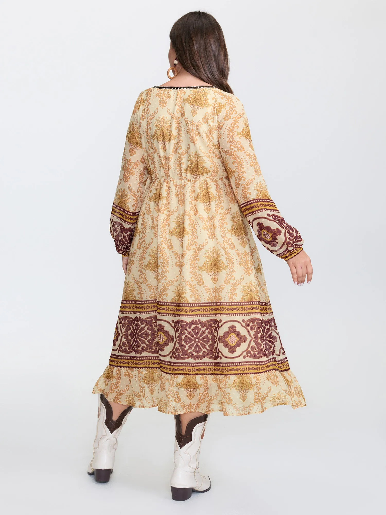 Textured Chiffon Printed Contrast Midi Dress sold by Bloomchic product image thumbnail 5