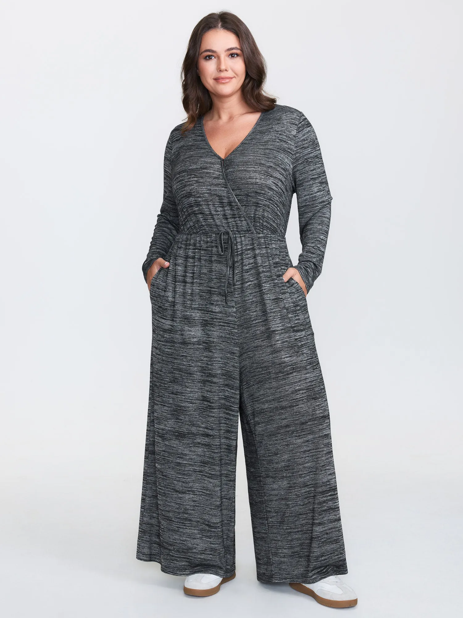 Supersoft Heather Drawstring Comfy Jumpsuit sold by Bloomchic