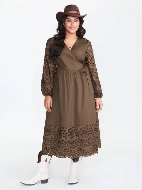 Pure Cotton Cut-Out Tie Midi Dress sold by Bloomchic