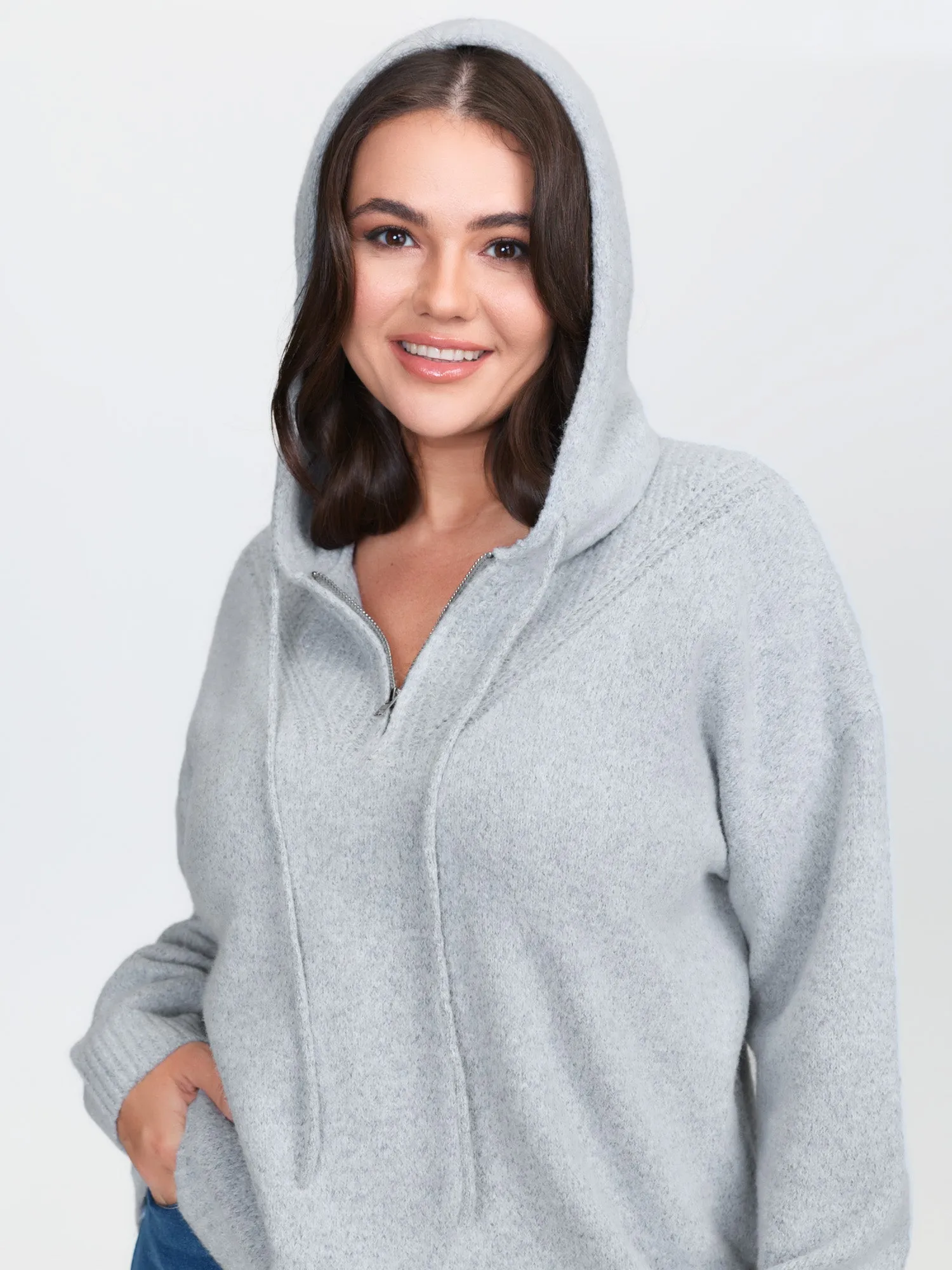Textured Super Stretchy Hooded Pullover sold by Bloomchic product image thumbnail 3