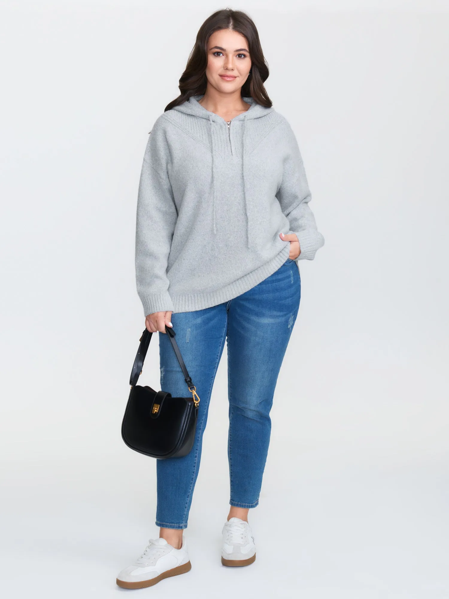 Textured Super Stretchy Hooded Pullover sold by Bloomchic product image thumbnail 2