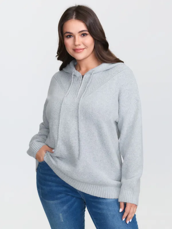 Textured Super Stretchy Hooded Pullover sold by Bloomchic