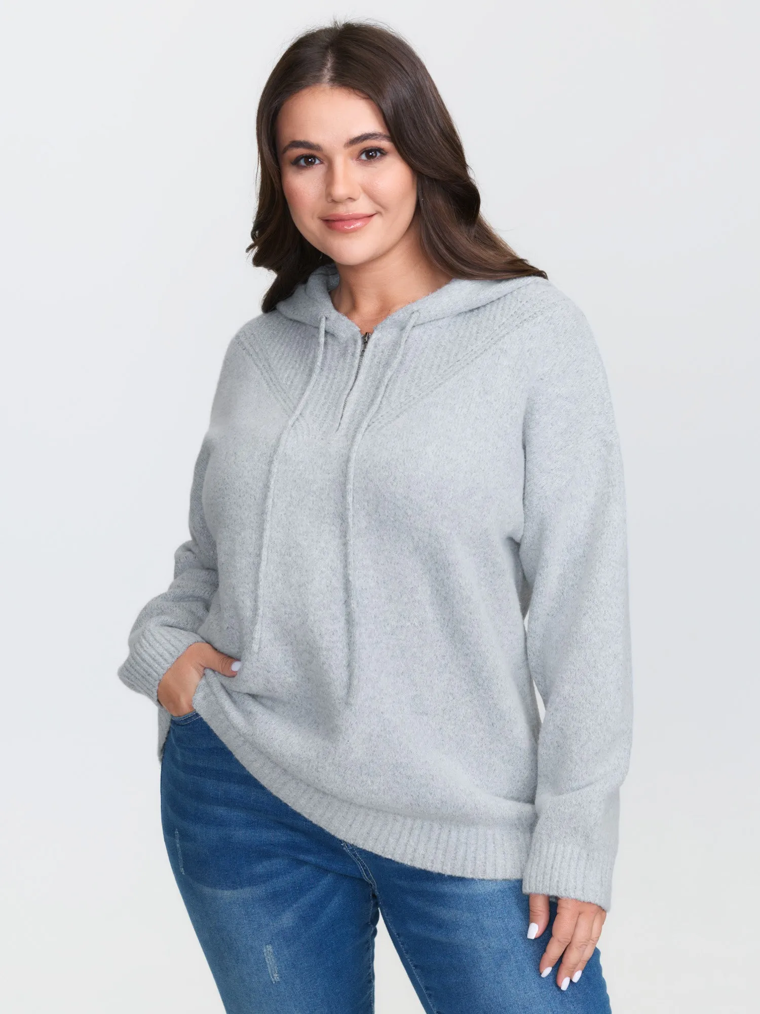 Textured Super Stretchy Hooded Pullover sold by Bloomchic