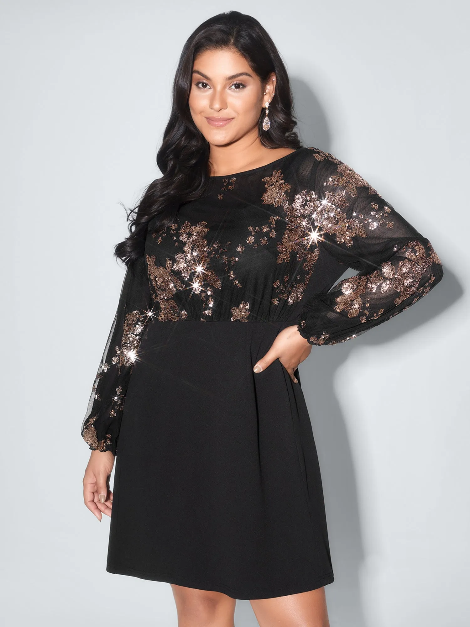 Floral Print Sheer Contrast Midi Dress sold by Bloomchic