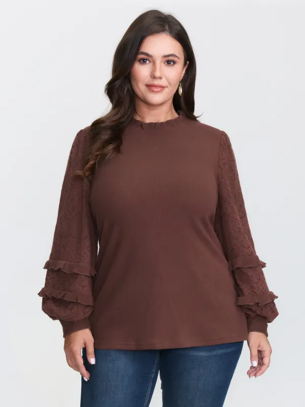Cozy Ruffled Edge Tiered Sleeve Knit Top sold by Bloomchic