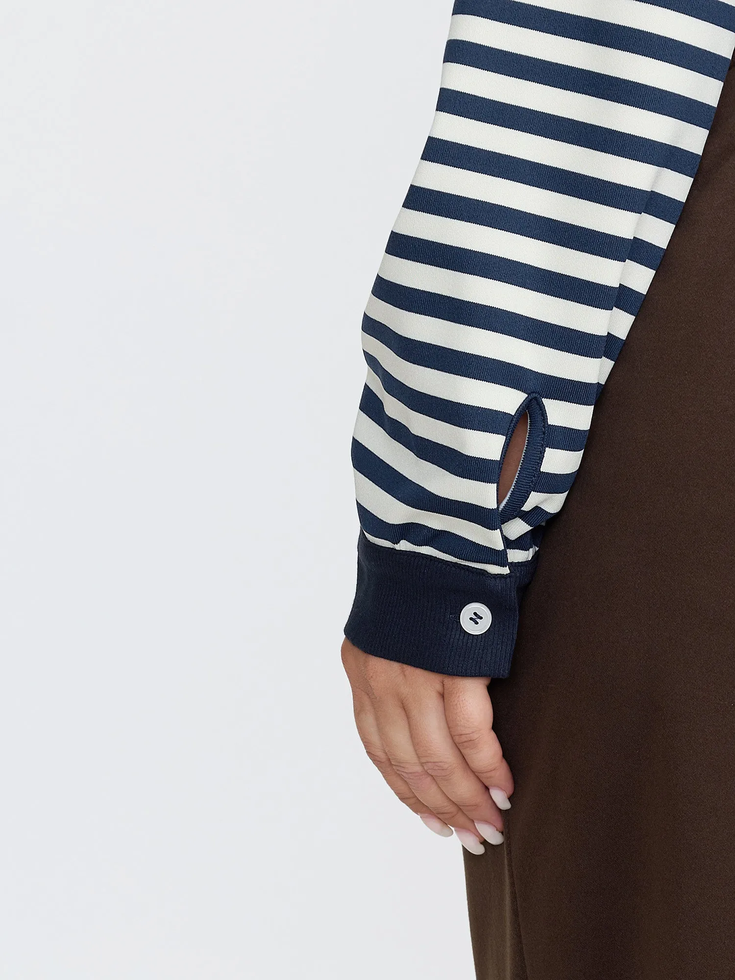 Striped Stretchy Color Contrast Button-Down Top sold by Bloomchic product image thumbnail 4