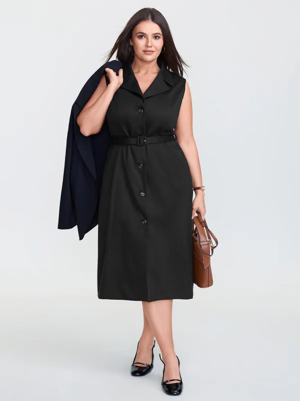 Notch Collar Button Placket Adjustable Coat sold by Bloomchic