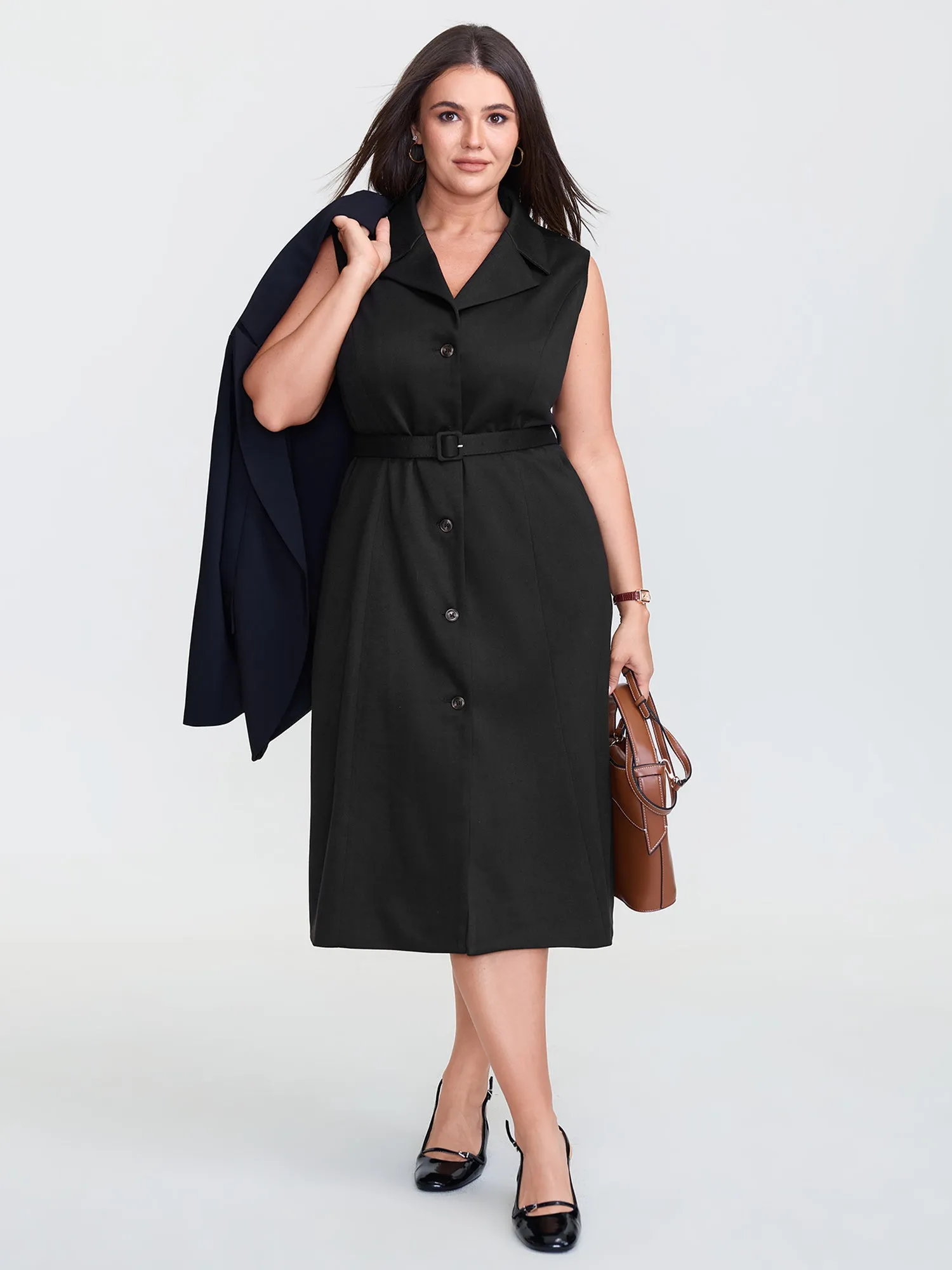 Notch Collar Button Placket Adjustable Coat sold by Bloomchic