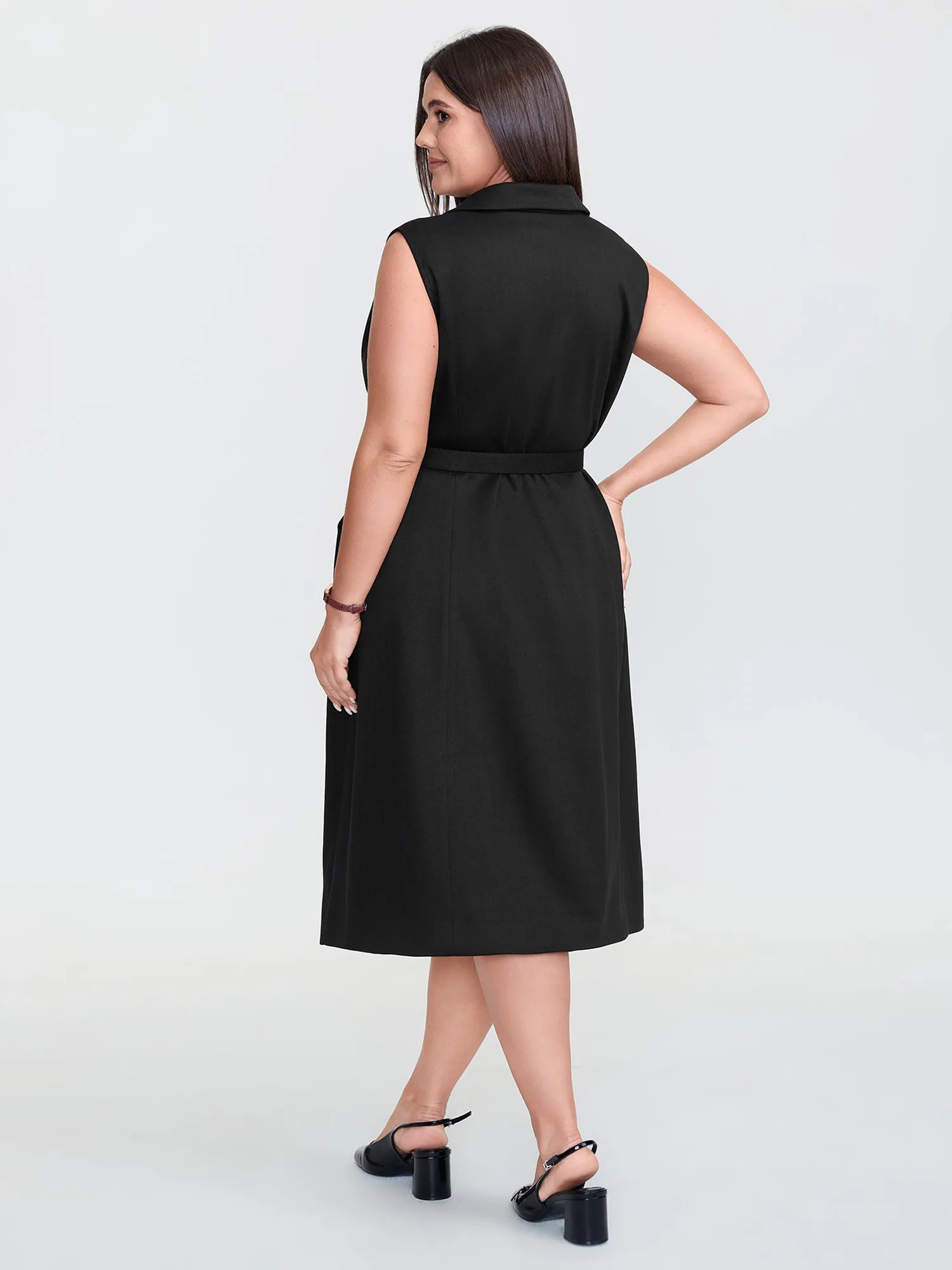 Notch Collar Button Placket Adjustable Coat sold by Bloomchic product image thumbnail 4