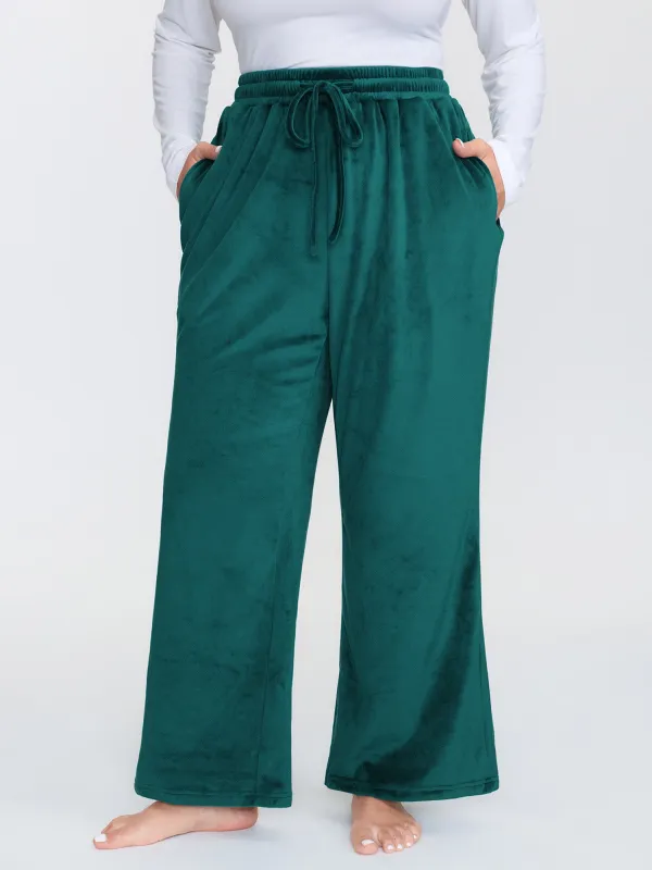 Drawstring Waist Side Pockets Flared Lounge Bottoms made by Bloomchic