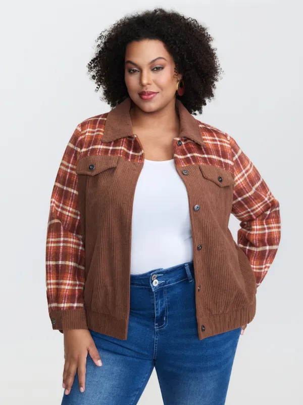 Plaid Pattern Contrast Button Coat sold by Bloomchic