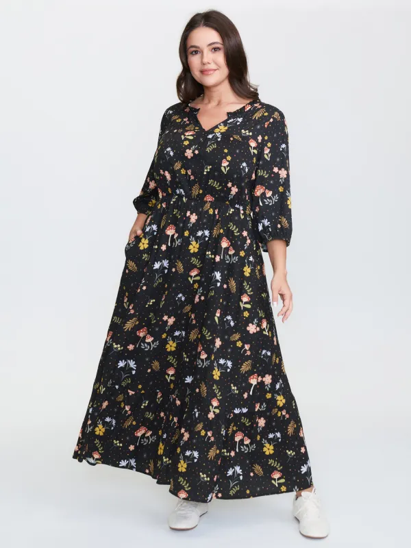 Rayon Falling For Floral Print Pockets Maxi Dress sold by Bloomchic