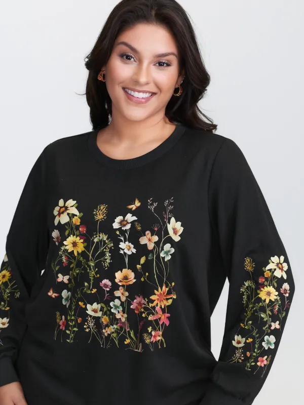 Floral Fun Stretchy Cuffs Sweatshirt sold by Bloomchic