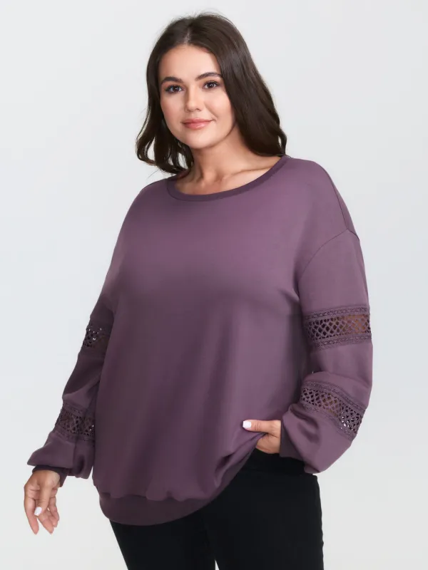 Supersoft Lace Cut-Out Sleeve Sweatshirt sold by Bloomchic