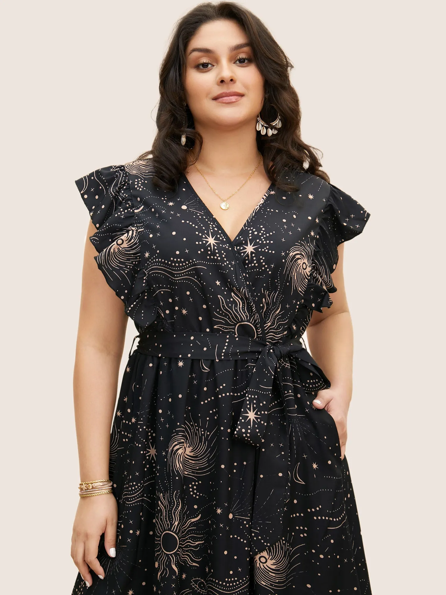 Moon & Star Ruffle Cap Sleeve Maxi Dress sold by Bloomchic product image thumbnail 2