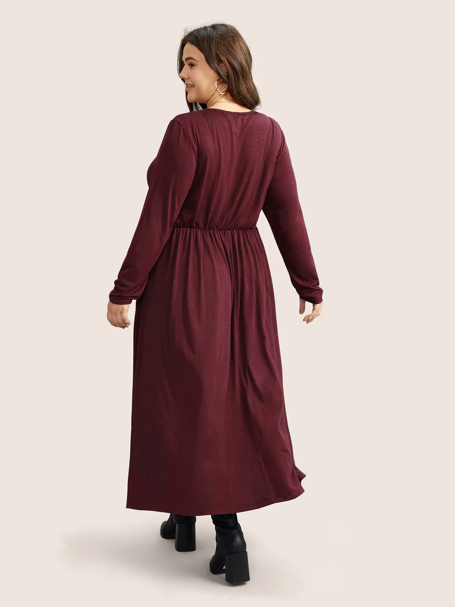 V Neck Woven Ribbon Ruffle Layered Hem Dress sold by Bloomchic