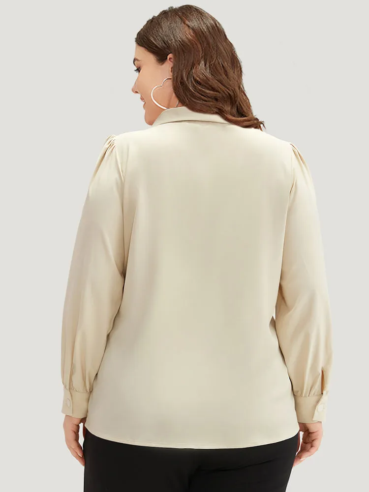 Lapel Collar Asymmetrical Button Up Blouse sold by Bloomchic product image thumbnail 5