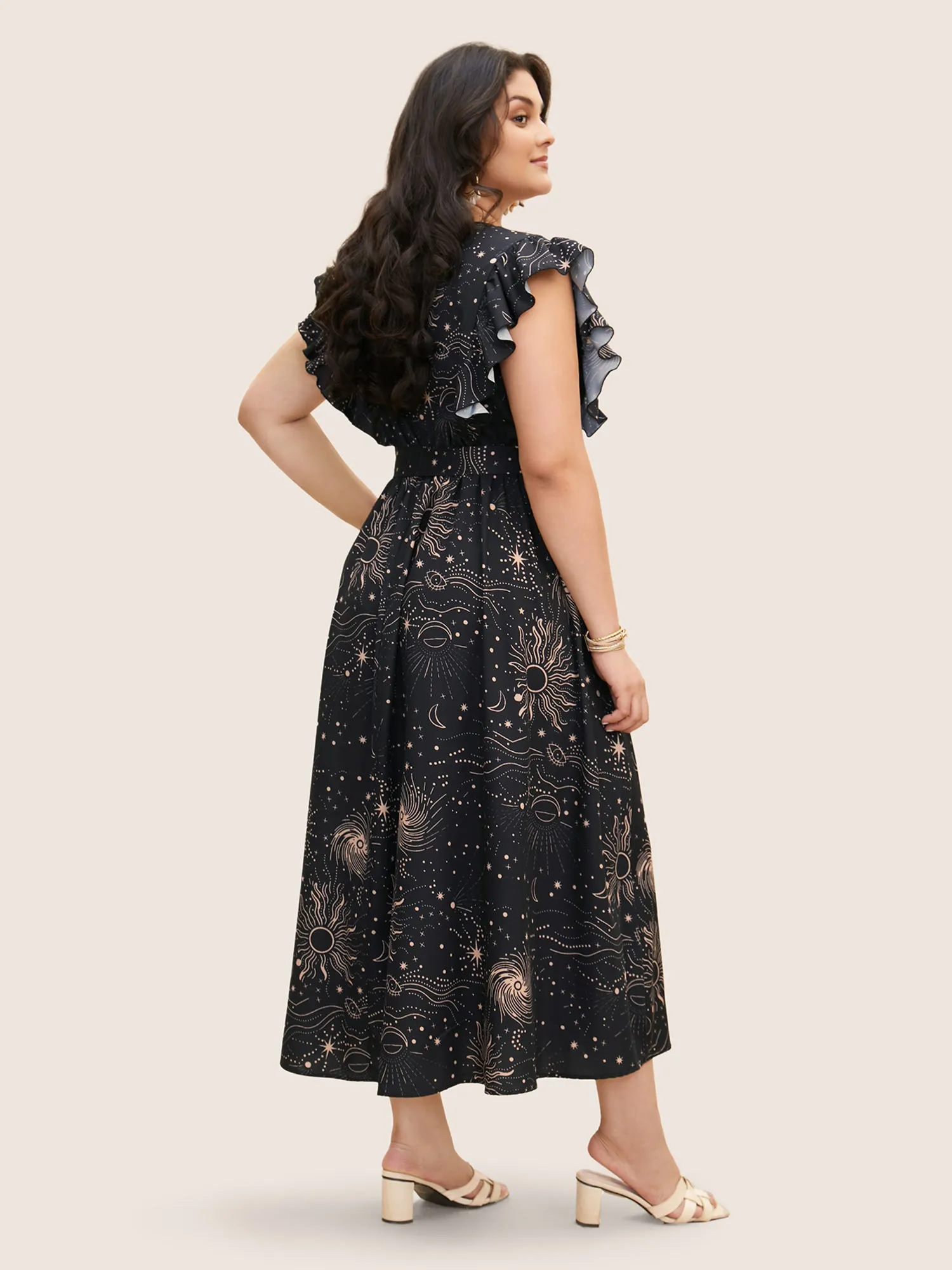 Moon & Star Ruffle Cap Sleeve Maxi Dress sold by Bloomchic product image thumbnail 4