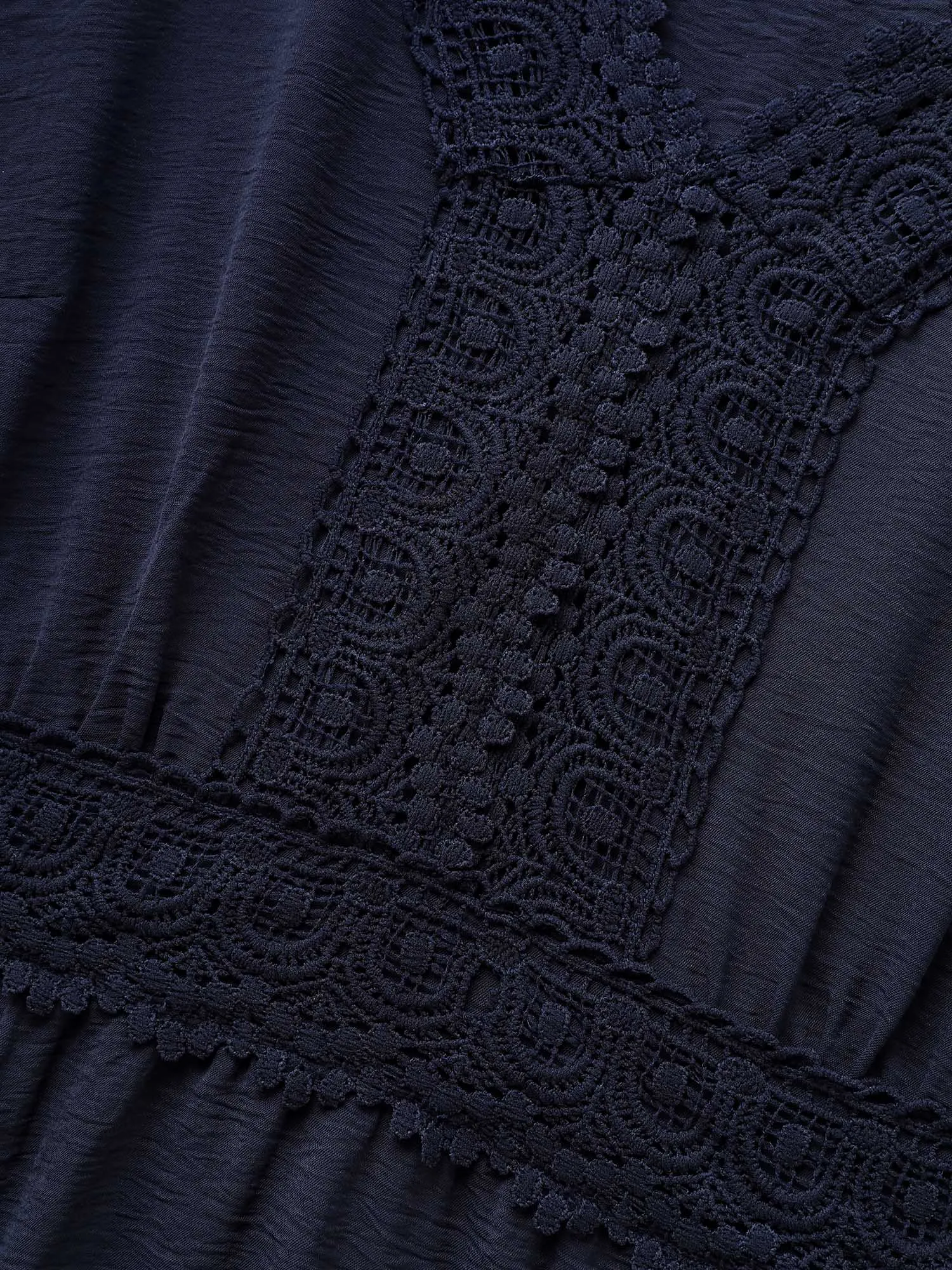 V Neck Woven Ribbon Ruffle Layered Hem Dress sold by Bloomchic product image thumbnail 5