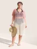 Deep V Neck Ombre Tie Dye Swim Cover Up sold by Bloomchic