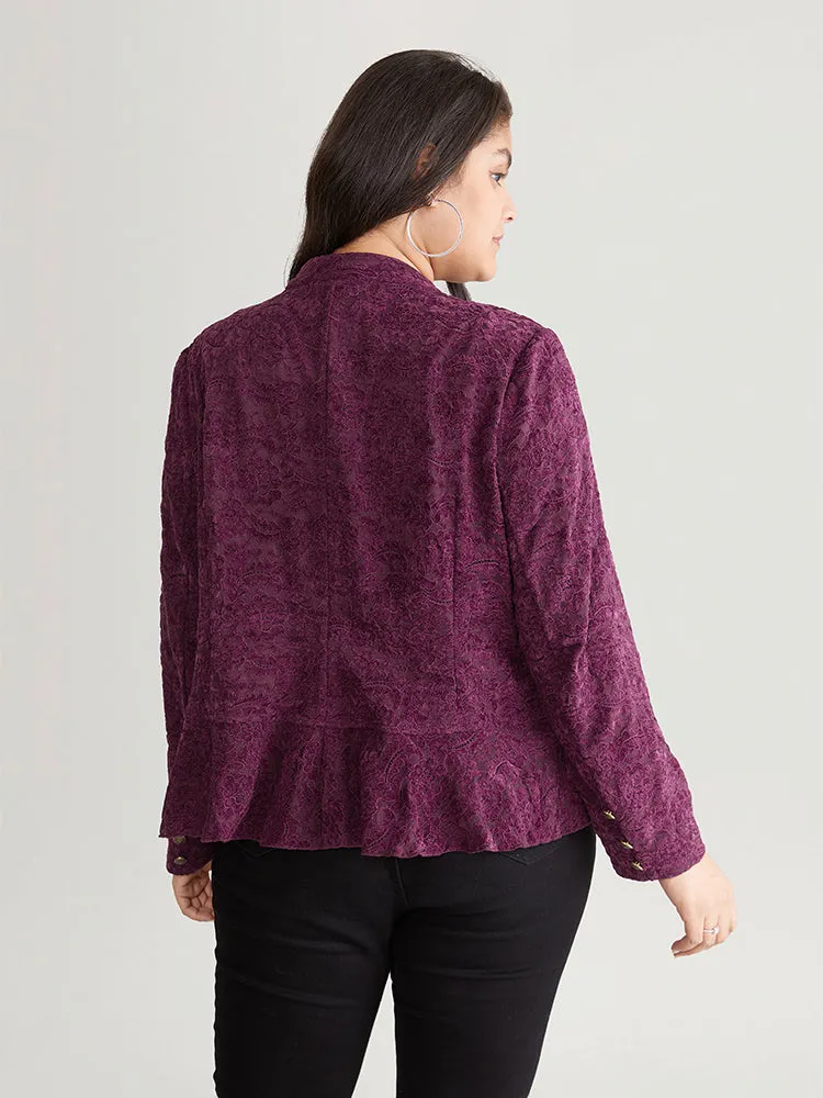 Guipure Lace Ruffle Trim Buckle Detail Jacket sold by Bloomchic product image thumbnail 2