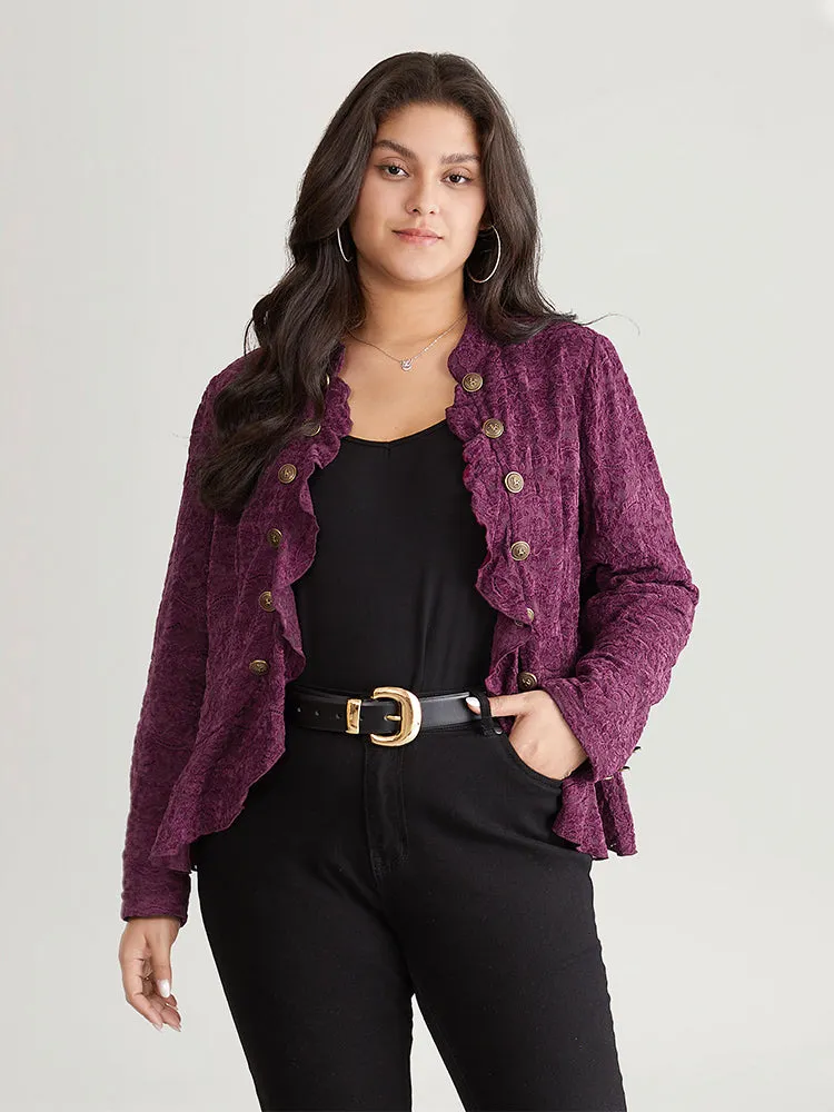 Guipure Lace Ruffle Trim Buckle Detail Jacket sold by Bloomchic product image thumbnail 3