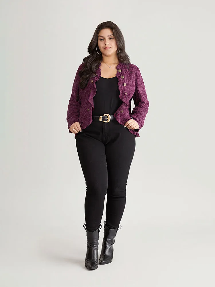 Guipure Lace Ruffle Trim Buckle Detail Jacket sold by Bloomchic product image thumbnail 4