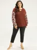 Silhouette Floral Print Keyhole Lantern Sleeve Sweatshirt sold by Bloomchic