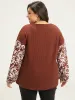 Silhouette Floral Print Keyhole Lantern Sleeve Sweatshirt sold by Bloomchic