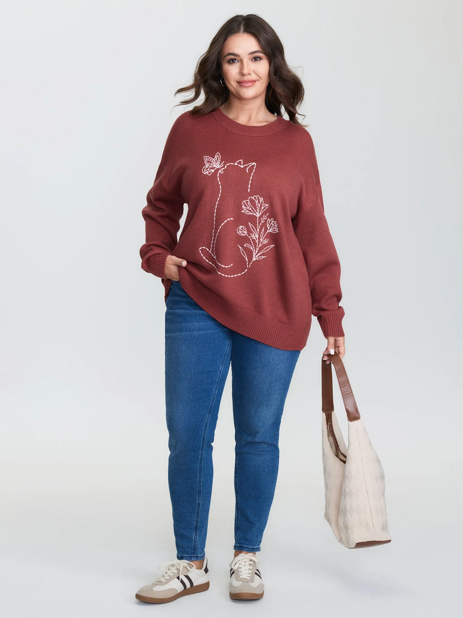 Cat Pattern Embroidery Pullover sold by Bloomchic product image thumbnail 3