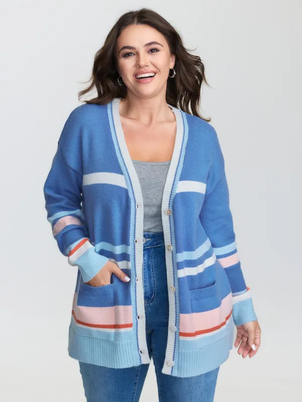 Colorblock Super Stretchy Pockets Knit Cardigan sold by Bloomchic