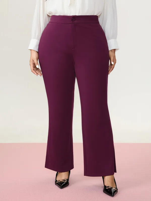 Mid-Rise Plain Bootcut Pants made by Bloomchic