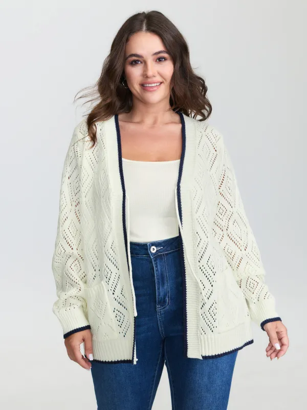Textured Cut-Out Tie-Front Knit Cardigan sold by Bloomchic