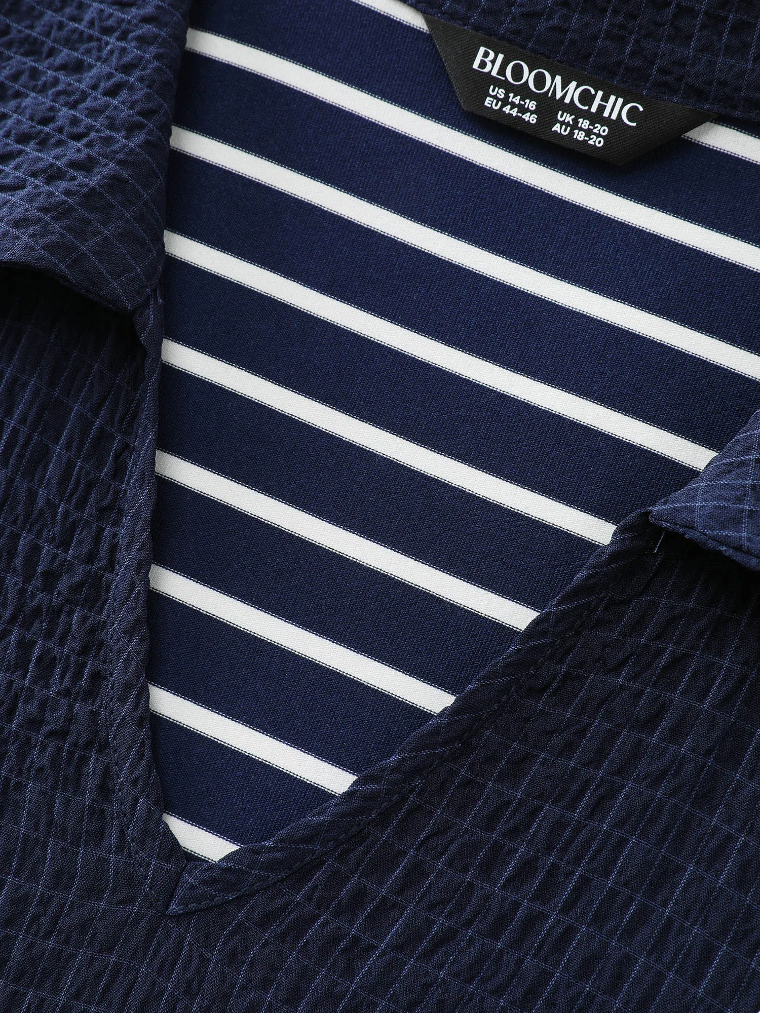 Striped Color Contrast Textured Midi Dress sold by Bloomchic product image thumbnail 5