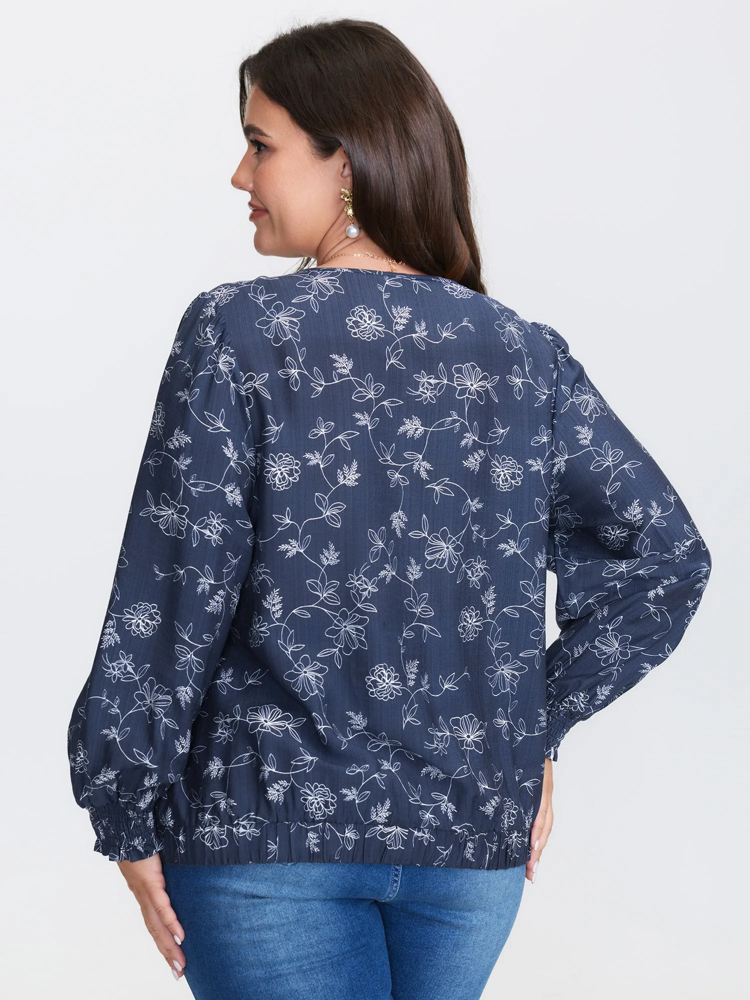 Floral Print Surplice Neck Blouse sold by Bloomchic product image thumbnail 4