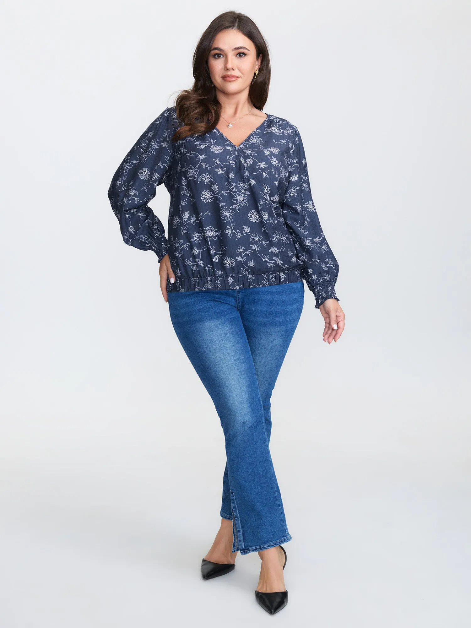 Floral Print Surplice Neck Blouse sold by Bloomchic product image thumbnail 2