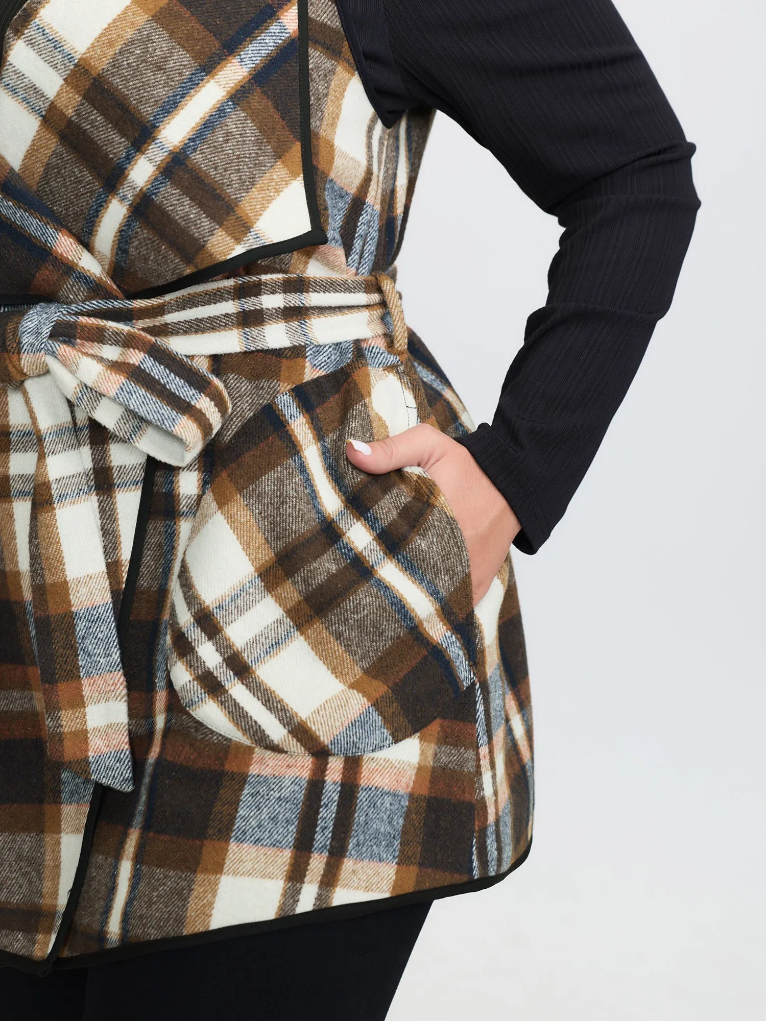 Grid Belted Notched Lapel Collar Vest sold by Bloomchic product image thumbnail 4