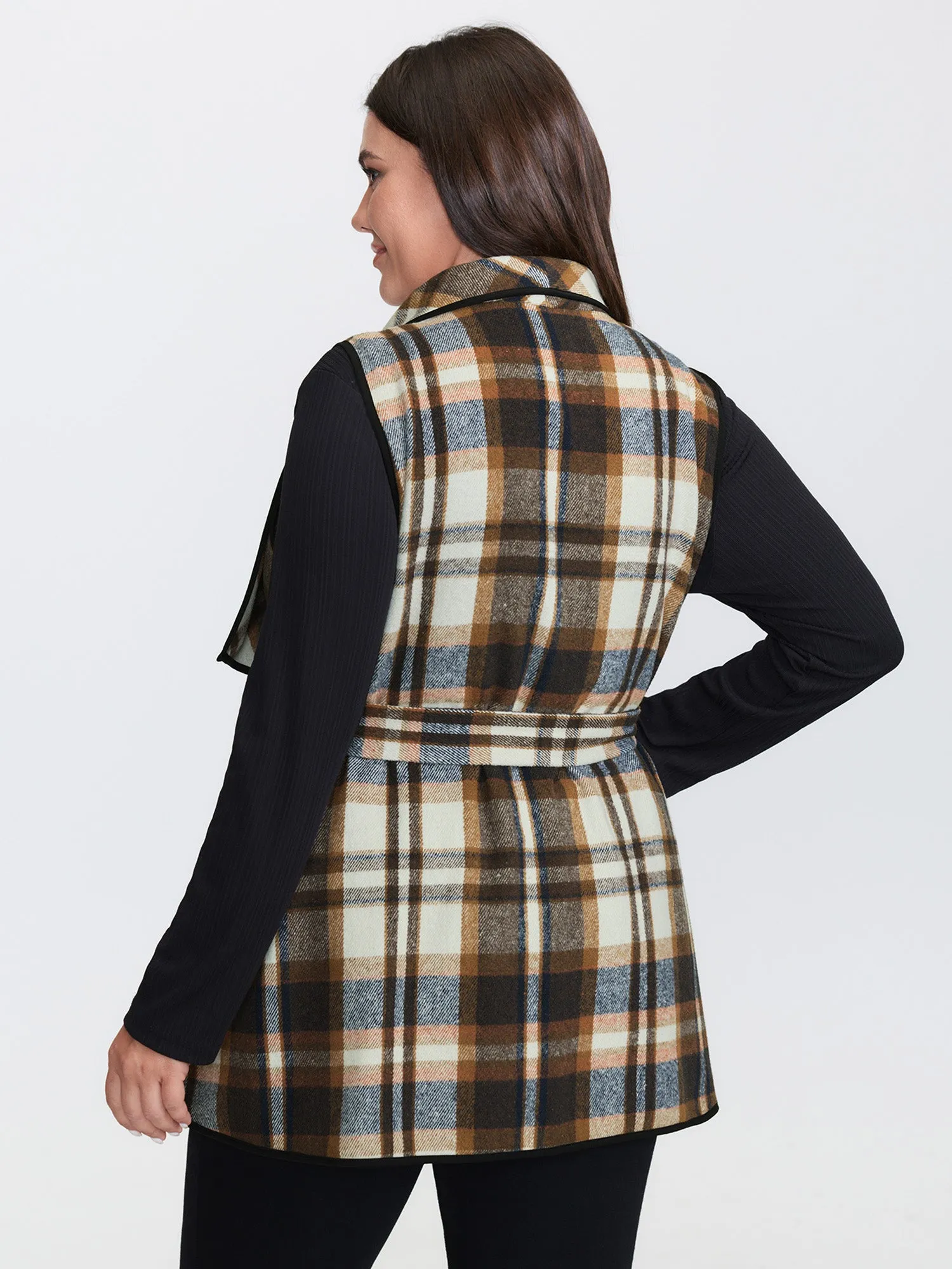 Grid Belted Notched Lapel Collar Vest sold by Bloomchic product image thumbnail 5